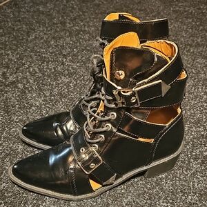 Elegant Black Lace-Up Boots